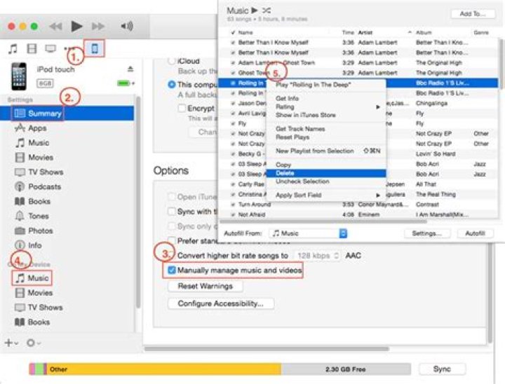 How to delete songs from ipod nano